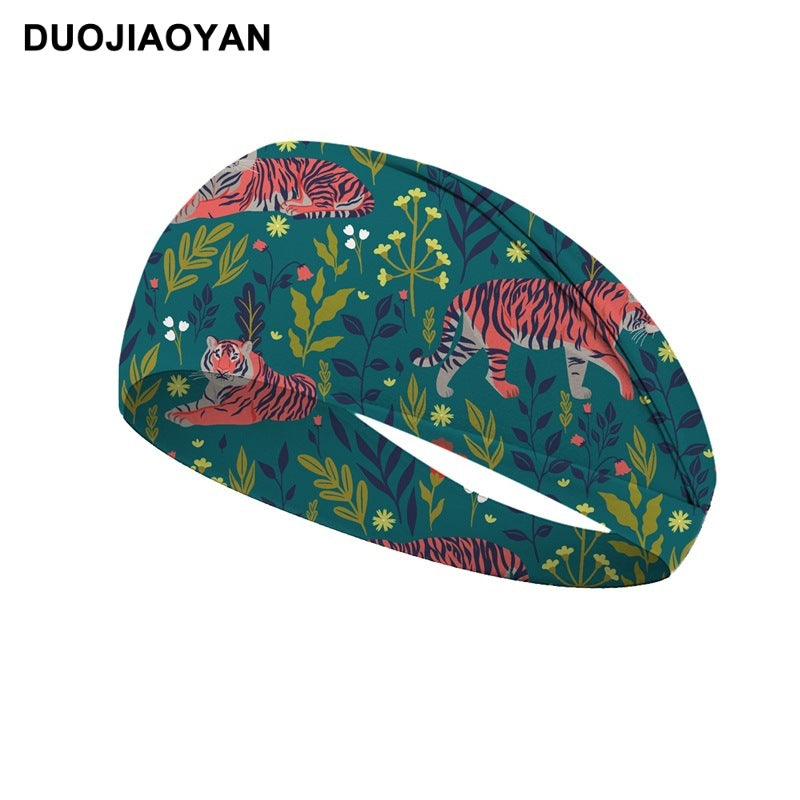 Wholesale cartoon pattern cat and dog animal elastic wide sports hair band hair accessories